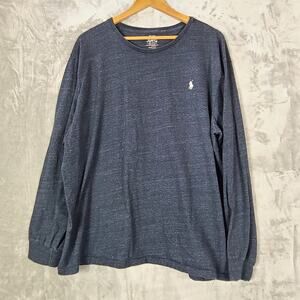 Polo Ralph Lauren Long Sleeve T-Shirt Heathered Blue Tee White Pony Size XXL